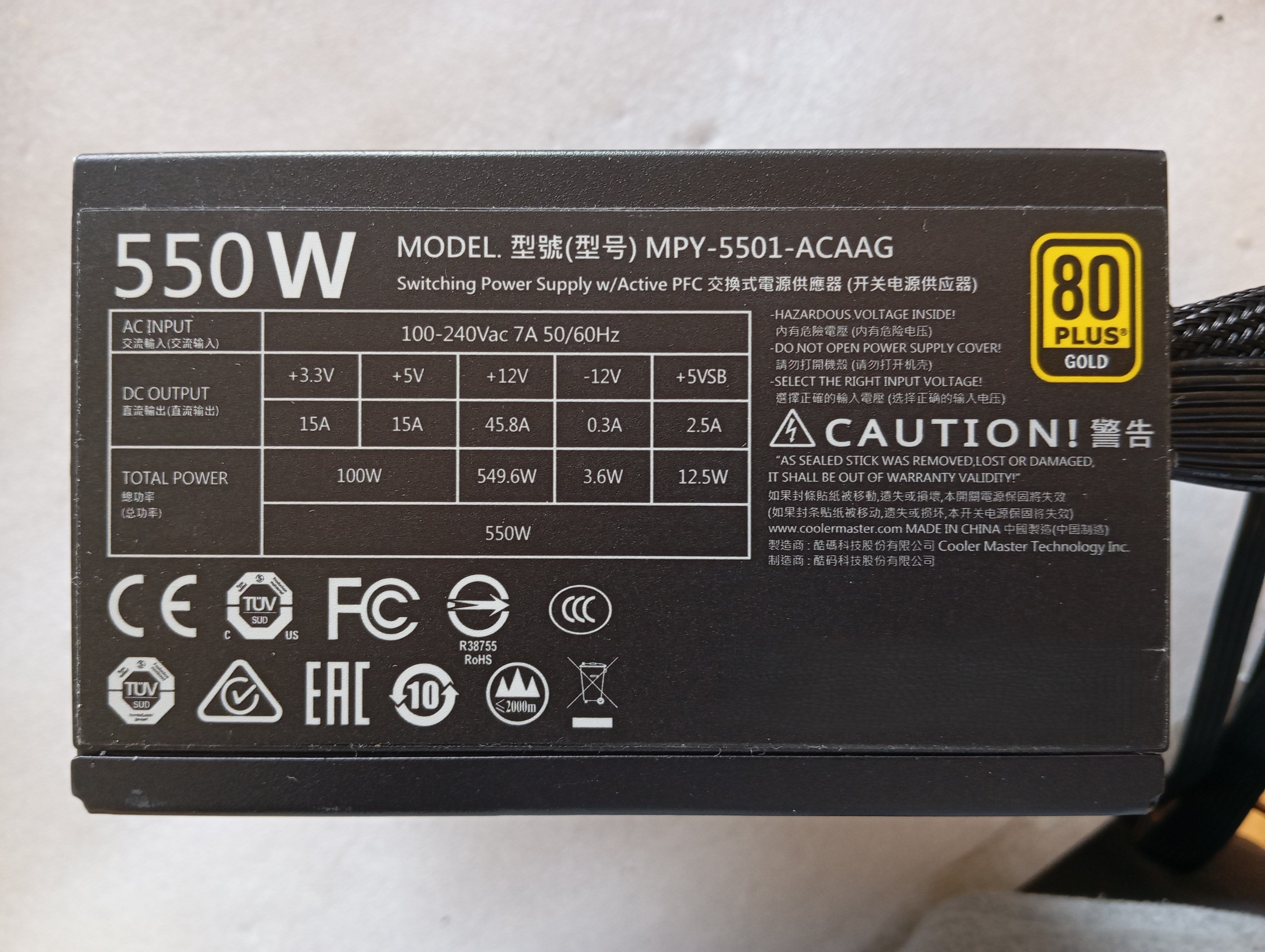 Refurbished Cooler Master MWE GOLD 550 Refurbished Cooler Master MWE GOLD 550